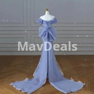 Luxury Prom Dress Off  Shoulder Train Evening Gown