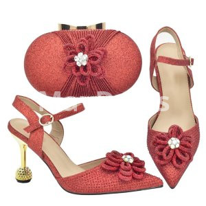 Fashion Africa Women Shoes and Bags Set with Rhinestone Shoes for Women 2023 Designer Luxury Italian Shoe and Bag Set