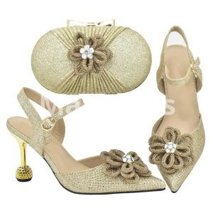 Fashion Africa Women Shoes and Bags Set with Rhinestone Shoes for Women 2023 Designer Luxury Italian Shoe and Bag Set