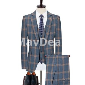 Blazers Pants Vest Set 3 Pieces Set Men's Business Casual Fashion Three Piece Plaid Suit Jacket Coat Trousers Waistcoat