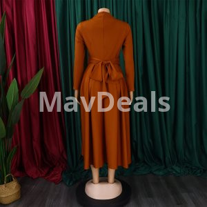 Elegant Women Dress Round Neck Full Sleeve