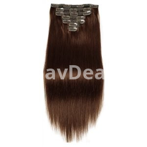 Brazilian Straight Clip Human Extension 18 Clips  8 pics  Can Be Curled/Straighten  inches 10-18