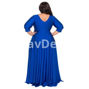Plus Size Elegant Dress  V-Neck  Floor Length  Three-Quarter  High Strecth  Polyester  Cotton Material   Size XL-5XL