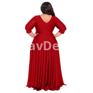 Plus Size Elegant Dress  V-Neck  Floor Length  Three-Quarter  High Strecth  Polyester  Cotton Material   Size XL-5XL