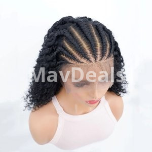 Afro Braided 13x6 Lace Front Synthesis Kindly Curly Wig   18 lnches  220g  High Temperature Fiber