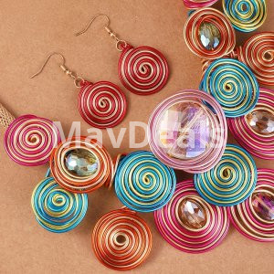 women Fashion Necklace Earrings Jewelry Set  Flower Shape  Size 55cm  Material Metal, Alloy, Cristal,Aluminio