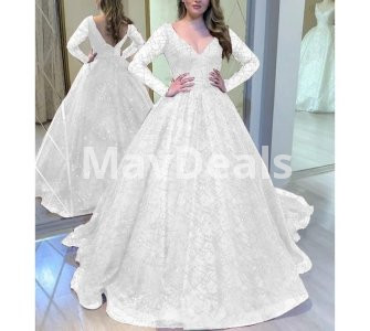 Formal Elegant women dresses   V-Neck   Long sleeve   Ball Gown  Sweep Train