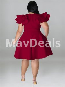 Elegant Plus Size Dress  For women   Above knee   Short sleeve  High Stretch   O_Neck  Size XL -5XL