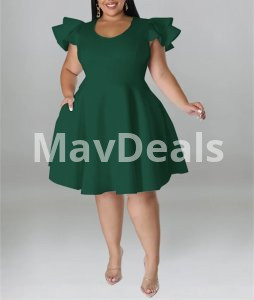 Elegant Plus Size Dress  For women   Above knee   Short sleeve  High Stretch   O_Neck  Size XL -5XL
