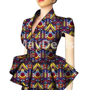 Short Sleeve V-Neck African Print Casual Suit For Women    Mater Cotton  Size XS-6XL