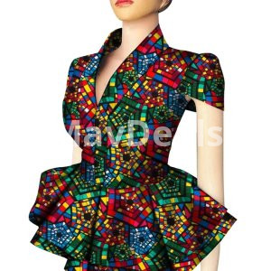 Short Sleeve V-Neck African Print Casual Suit For Women