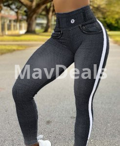 Women Skinny Running Imitation Denim Yoga Pants