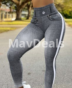 Women Skinny Running Imitation Denim Yoga Pants