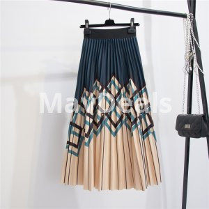 Women Striped Pleated Skirt