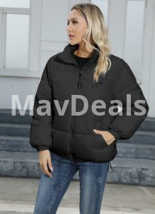 Women Casual Windproof Down Cotton Coat Warm Thickened