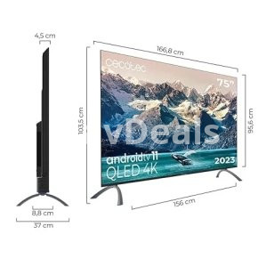 CECOTEC TV QLED V2 Series VQU20075S 75" QLED TV with 4K UHD resolution, Android TV