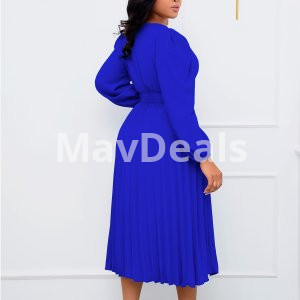 Pleated Elegant Women Dresses Long sleeved