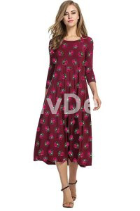 Women Prink long sleeve Dress