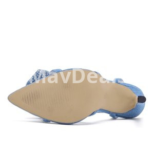 Women Crystal Flower Ankle Buckle Pointed Toe High Heels Sandals