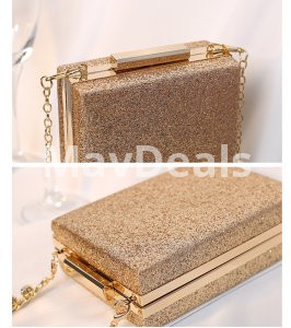 Women Glitter Evening Chain Purse Handbag