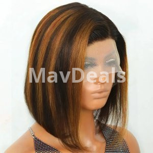 Highlight Straight Short Bob Human Hair Wigs For women