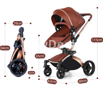 High Landscape Baby Stroller 360-degree Rotation 3-in-1 Basket Foldable