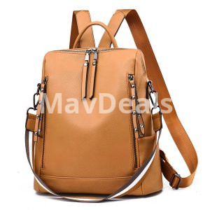Soft leather large capacity school bag