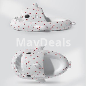 Shark Slippers Heart Print Shoes Women Men
