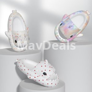 Shark Slippers Heart Print Shoes Women Men