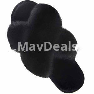 Women Fashion Warm Fluffy Slippers  Faux Fur Cross Indoor Floor Slides Flat Soft Furry Ladies Female Celebrities Flip Flops