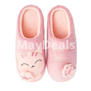 Women Winter Home Slippers Cartoon Cat Shoes Soft Winter Warm House Slippers