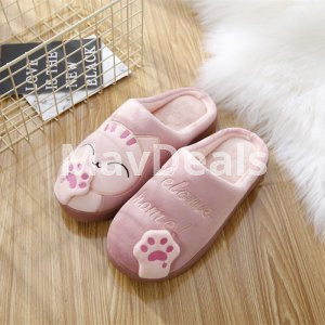 Women Winter Home Slippers Cartoon Cat Shoes Soft Winter Warm House Slippers