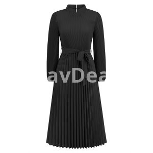 Women's Stand Collar Puff Sleeve Dress