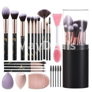 15pcs Makeup Brush with Storage Bucket Sponge Powered Eye Shadow Brush