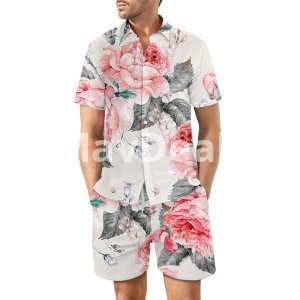 2Pcs Printed Beach Shirt Summer Suit For Men