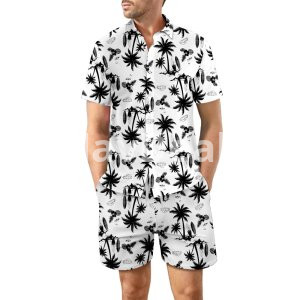 2Pcs Printed Beach Shirt Summer Suit For Men