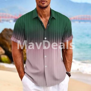 Men Button Short-sleeved Shirt Summer