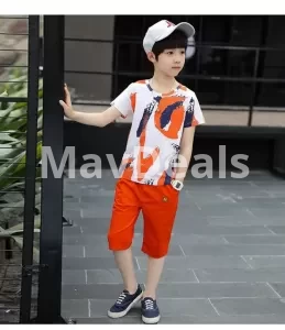 Summer Boys Clothing Set Short Sleeve Shirt + Shorts for Teenagers 4 6 8 10 12 14 Years