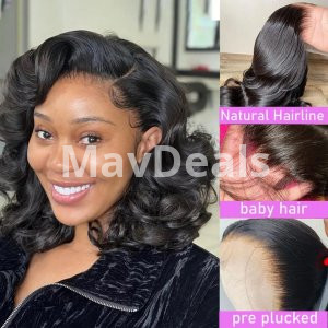 13x4 Deep Wave Short Bob Human Hair Wig HD Transparent Lace Frontal Wig