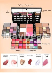 74 Colors Makeup Set Lip Gloss Blush Eyeshadow Highlight Combination Plate