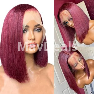13x6 Transparent 99J Short Bob Human Hair wigs  180 Density