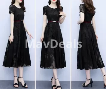 Women Elegant Short Sleeve Dress