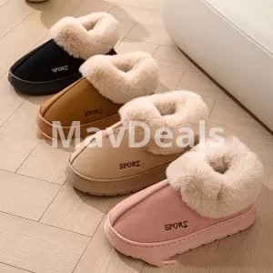 Brown Home Plush Thick Slippers Shoes