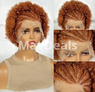 Afro kindly Curly Human Hair 250%  Density Braid  13x4 Transparent  Lace Front Hair Wig