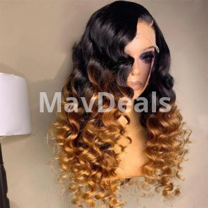 180 Density ombre Blond kindly Curly Lace Front  Wig