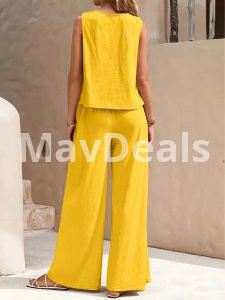 Elegant  Two Piece Round Neck Suit Sleeveless